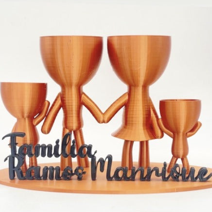 Maceta Familia 4 Integrantes + Nombre Familia