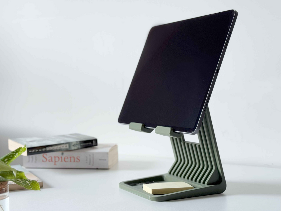 Soporte Elevador para Tablet / iPad – Base Ergonómica con Organizador