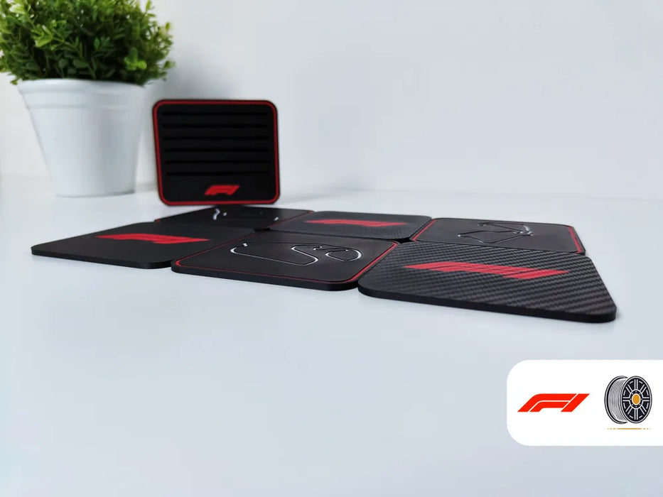 Juego de posavasos de circuito de Fórmula 1 | 6 circuitos emblemáticos