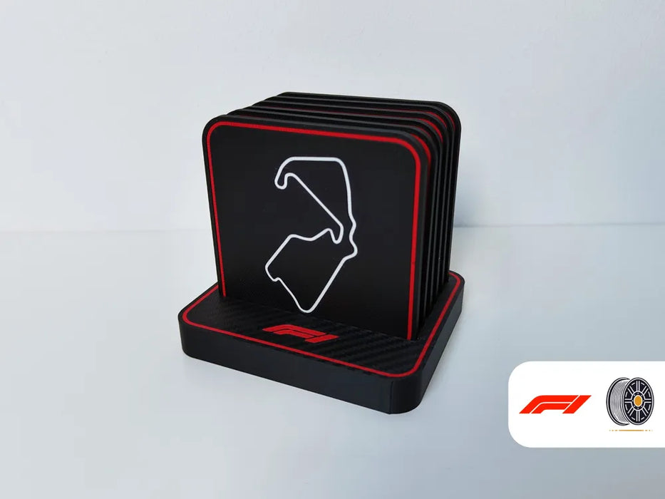 Juego de posavasos de circuito de Fórmula 1 | 6 circuitos emblemáticos
