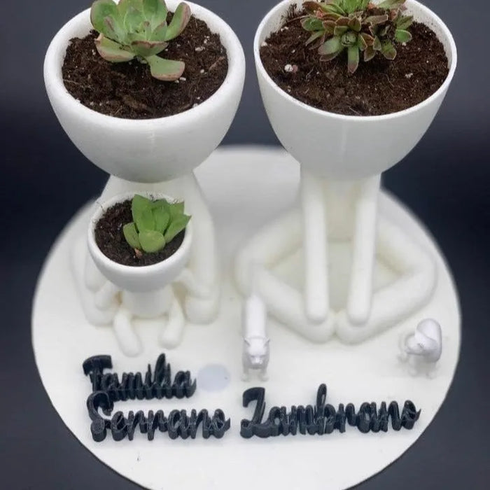 Maceta Familia 3 integrantes Sentados impreso en 3D Chile - Figura decorativa personalizada impresa en 3D