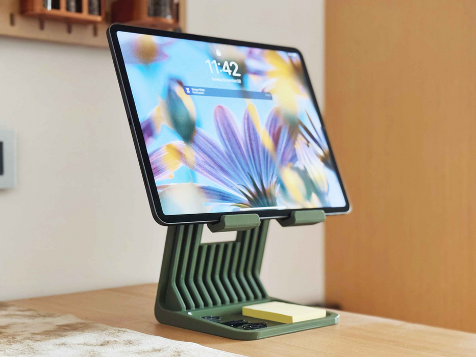 Soporte Elevador para Tablet / iPad – Base Ergonómica con Organizador