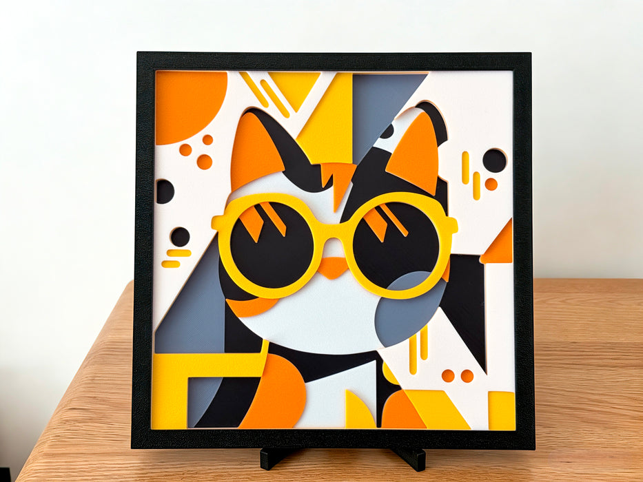 Escultura Gato Geométrico Abstracto – Decoración Moderna Minimalista