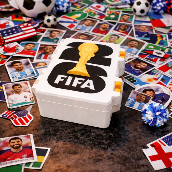 ( OFERTA CYBER)Caja De Figuritas Mundial Fifa 2026 Organizador Estuche