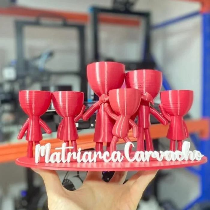 Maceta Familia 6 Integrantes + Nombre Familia impreso en 3D Chile - Figura decorativa personalizada impresa en 3D