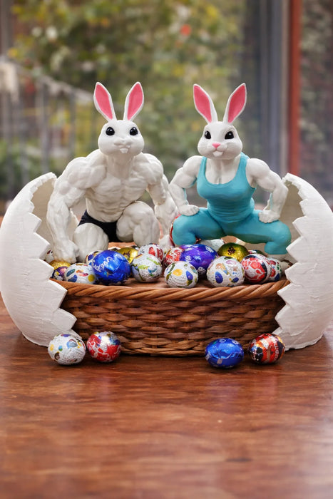 Combo Pascua: Canasta Conejo Gym + 25 Huevos Ambrosoli impreso en 3D Chile - Figura decorativa personalizada impresa en 3D
