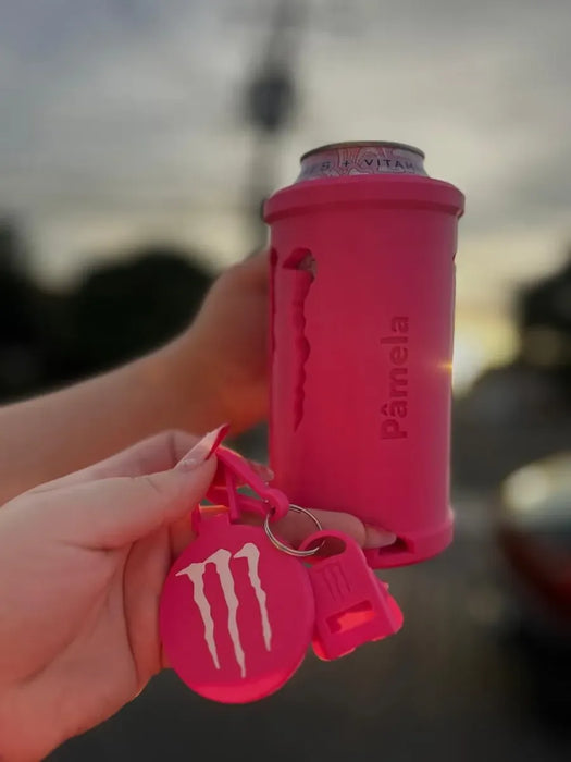 Kit Porta Latas 475ml Energéticas + Tapa Antiderrame + Llavero Abridor