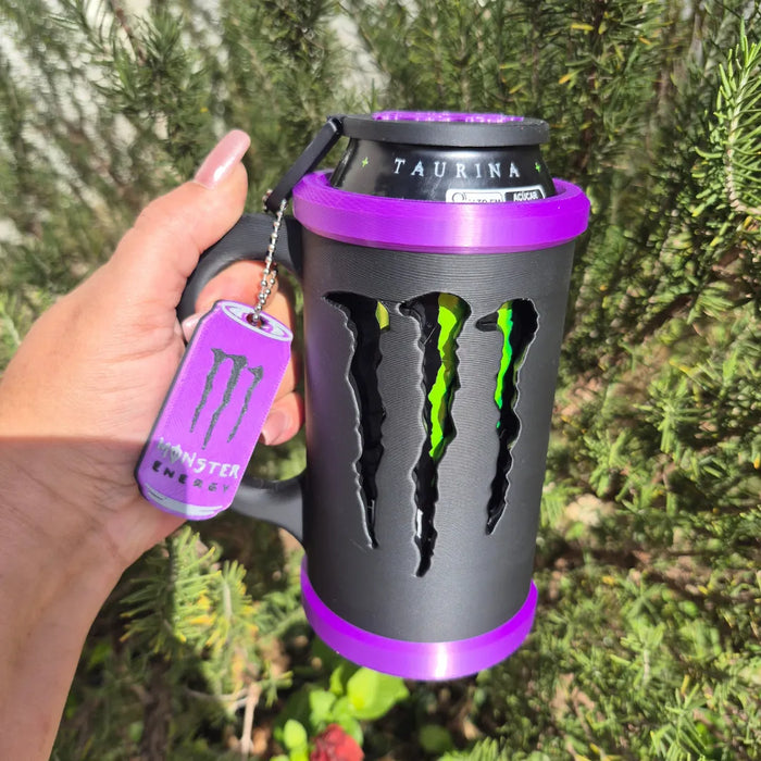Kit Porta Latas 475ml Energéticas + Tapa Antiderrame + Llavero Abridor
