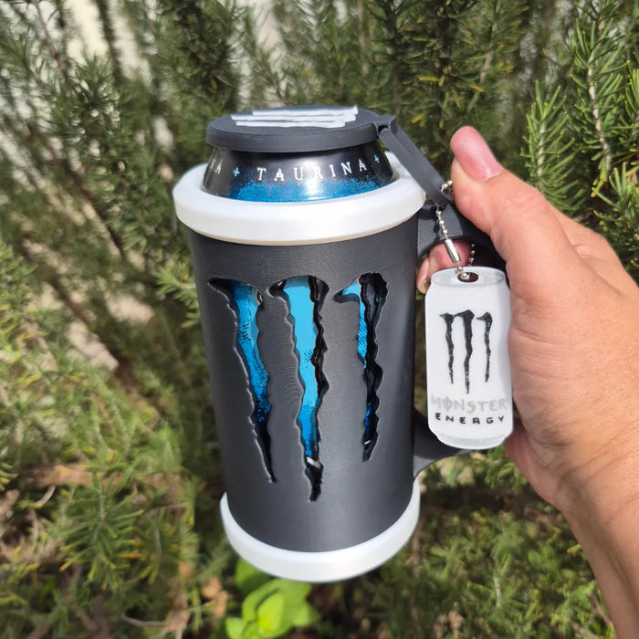 Kit Porta Latas 475ml Energéticas + Tapa Antiderrame + Llavero Abridor