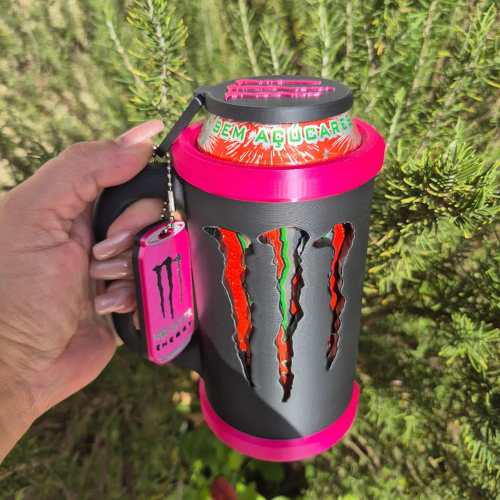 Kit Porta Latas 475ml Energéticas + Tapa Antiderrame + Llavero Abridor