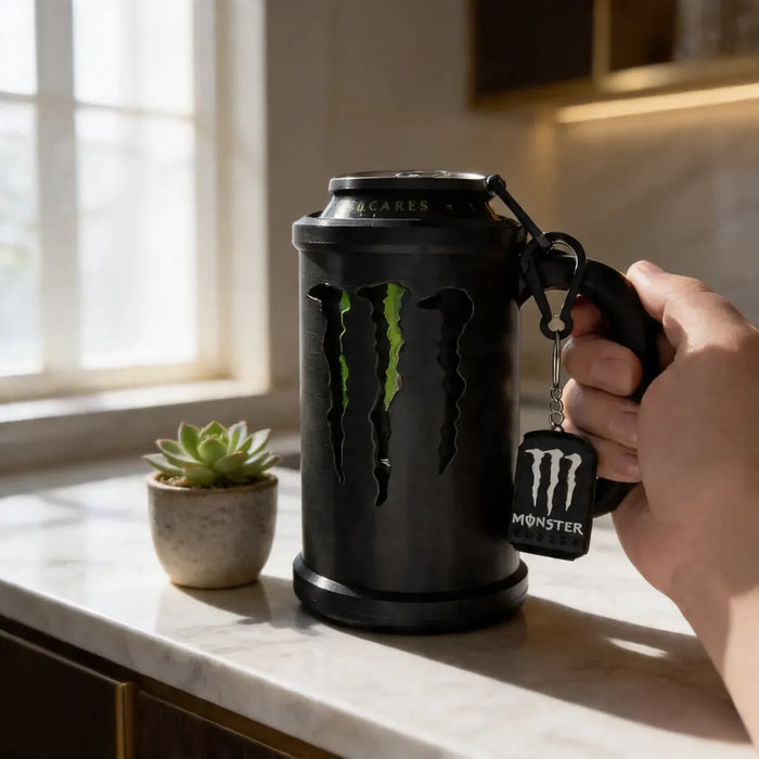 Kit Porta Latas 475ml Energéticas + Tapa Antiderrame + Llavero Abridor