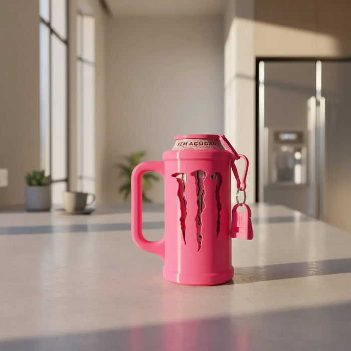 Kit Porta Latas 475ml Energéticas + Tapa Antiderrame + Llavero Abridor