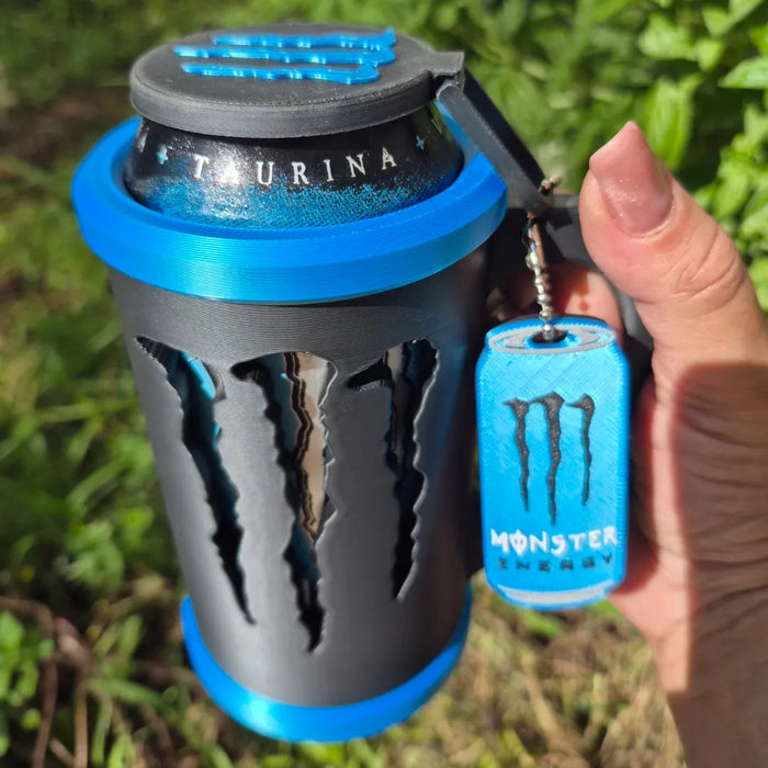 Kit Porta Latas 475ml Energéticas + Tapa Antiderrame + Llavero Abridor