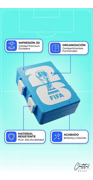 ( OFERTA CYBER)Caja De Figuritas Mundial Fifa 2026 Organizador Estuche