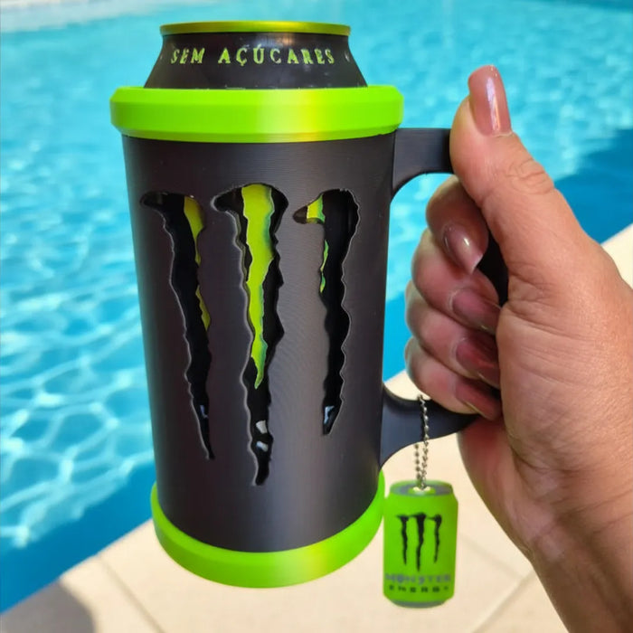 Kit Porta Latas 475ml Energéticas + Tapa Antiderrame + Llavero Abridor