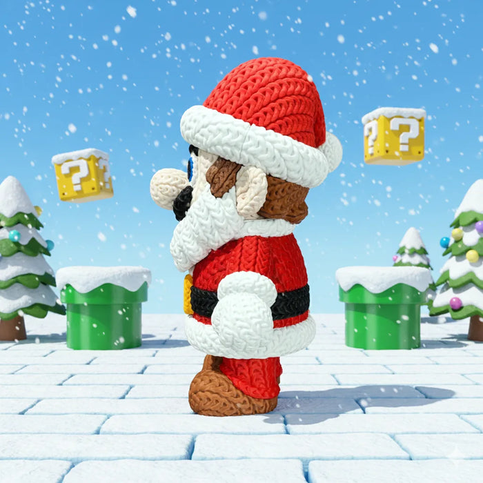 Figura Mario Santa efecto Crochet - Super Mario impreso en 3D Chile - Figura decorativa personalizada impresa en 3D