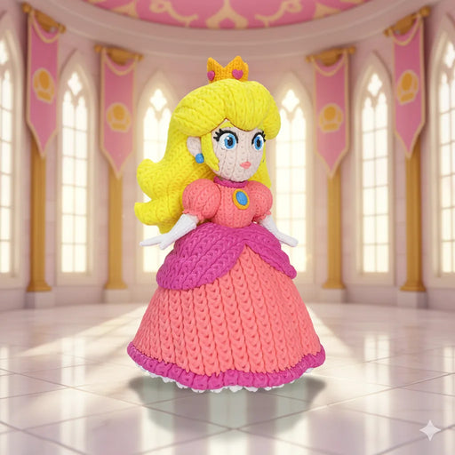 Figura Princesa Peach efecto Crochet - Super Mario impreso en 3D Chile - Figura decorativa personalizada impresa en 3D