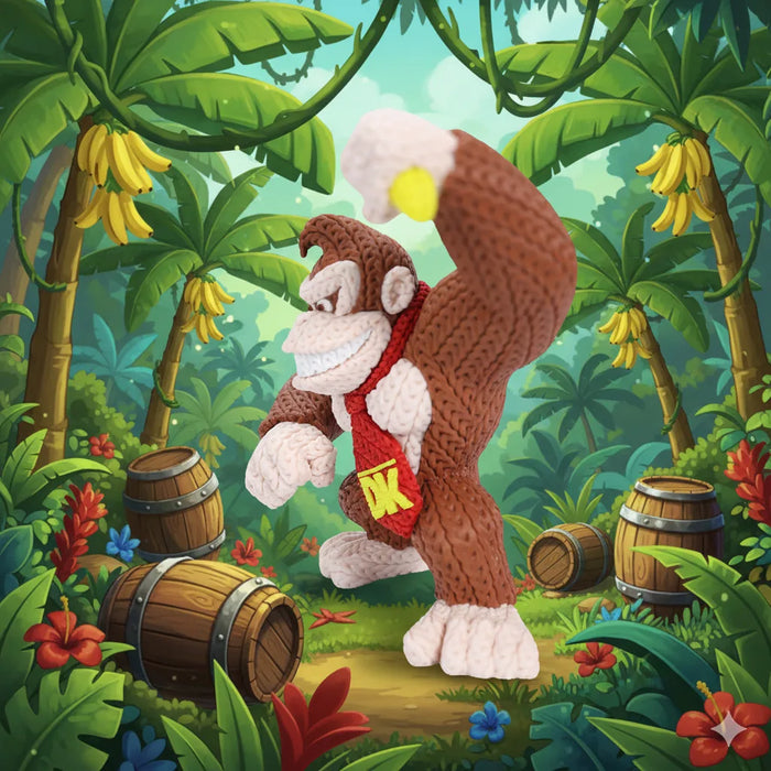 Figura Donkey Kong efecto Crochet - Super Mario impreso en 3D Chile - Figura decorativa personalizada impresa en 3D