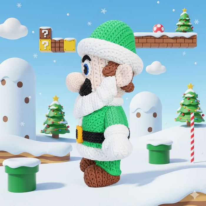Figura Luigi Santa efecto Crochet - Super Mario impreso en 3D Chile - Figura decorativa personalizada impresa en 3D