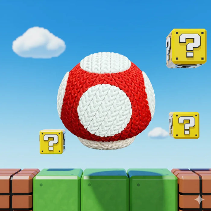 Figura Hongo efecto Crochet - Super Mario impreso en 3D Chile - Figura decorativa personalizada impresa en 3D
