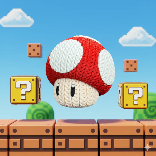 Figura Hongo efecto Crochet - Super Mario impreso en 3D Chile - Figura decorativa personalizada impresa en 3D