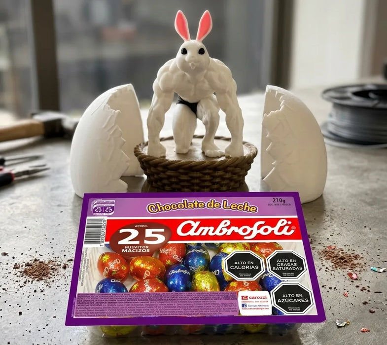 Combo Pascua: Canasta Conejo Gym + 25 Huevos Ambrosoli impreso en 3D Chile - Figura decorativa personalizada impresa en 3D