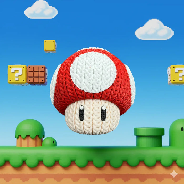 Figura Hongo efecto Crochet - Super Mario impreso en 3D Chile - Figura decorativa personalizada impresa en 3D