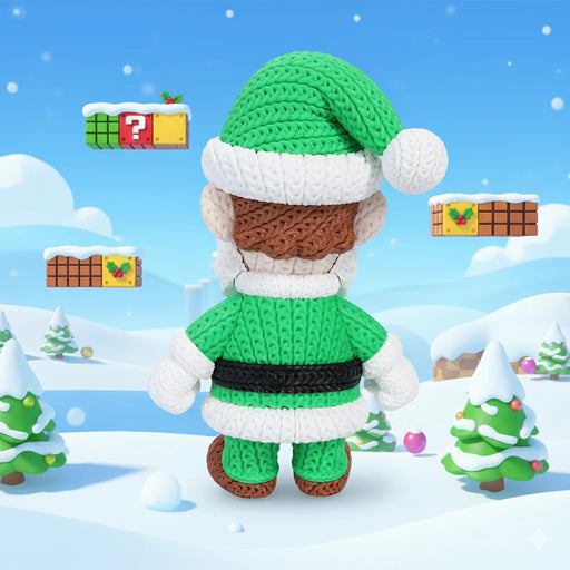 Figura Luigi Santa efecto Crochet - Super Mario impreso en 3D Chile - Figura decorativa personalizada impresa en 3D