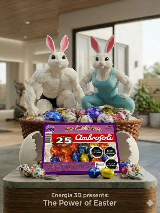 Combo Pascua: Canasta Conejo Gym + 25 Huevos Ambrosoli impreso en 3D Chile - Figura decorativa personalizada impresa en 3D