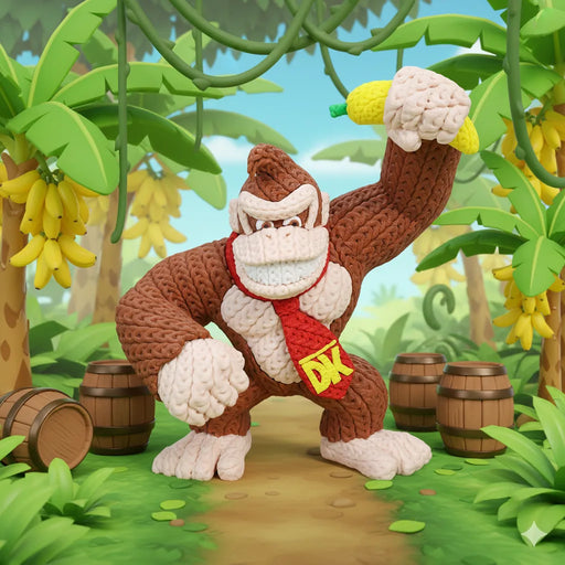 Figura Donkey Kong efecto Crochet - Super Mario impreso en 3D Chile - Figura decorativa personalizada impresa en 3D
