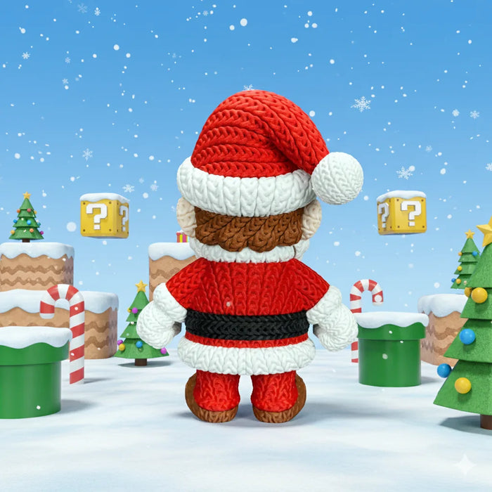 Figura Mario Santa efecto Crochet - Super Mario impreso en 3D Chile - Figura decorativa personalizada impresa en 3D