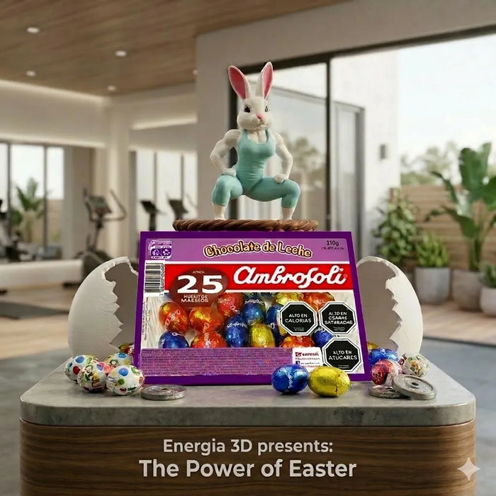 Combo Pascua: Canasta Conejo Gym + 25 Huevos Ambrosoli impreso en 3D Chile - Figura decorativa personalizada impresa en 3D