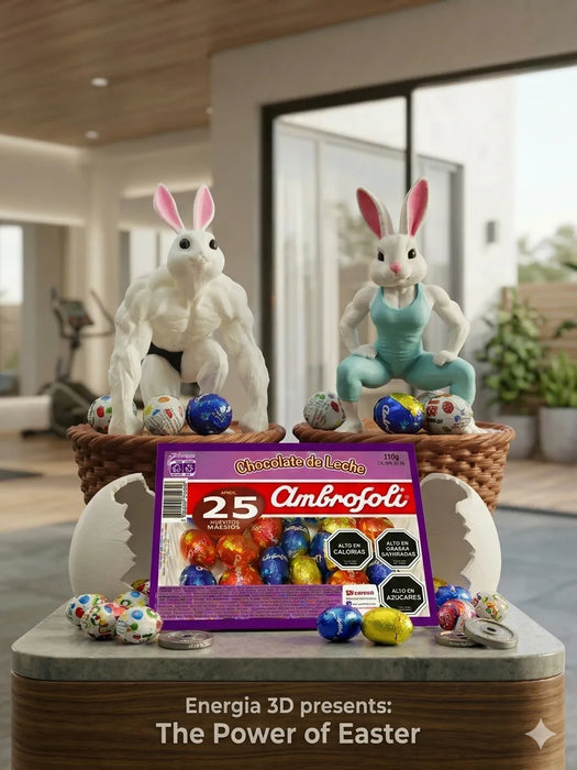 Combo Pascua: Canasta Conejo Gym + 25 Huevos Ambrosoli impreso en 3D Chile - Figura decorativa personalizada impresa en 3D