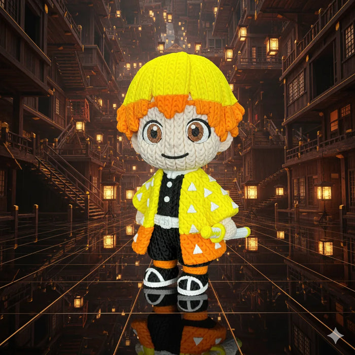 Figura Zenitsu efecto Crochet - Demon Slayer impreso en 3D Chile - Figura decorativa personalizada impresa en 3D