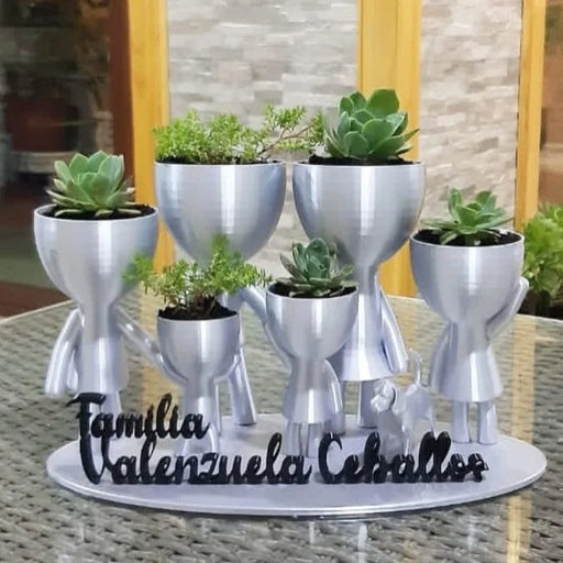 Maceta Familia 6 Integrantes + Nombre Familia impreso en 3D Chile - Figura decorativa personalizada impresa en 3D