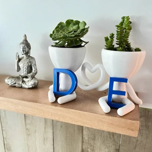 Maceta Unidos Corazón con Iniciales impreso en 3D Chile - Figura decorativa personalizada impresa en 3D