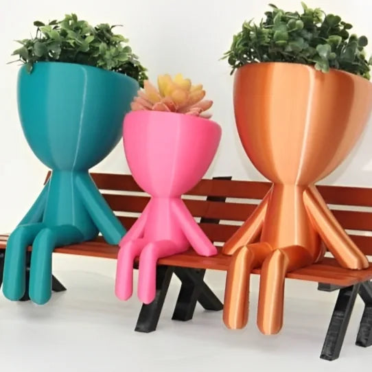 Maceta Familia Sentados + Banca impreso en 3D Chile - Figura decorativa personalizada impresa en 3D