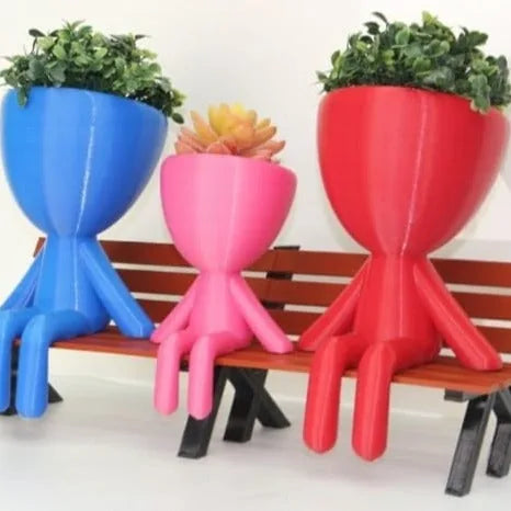 Maceta Familia Sentados + Banca impreso en 3D Chile - Figura decorativa personalizada impresa en 3D