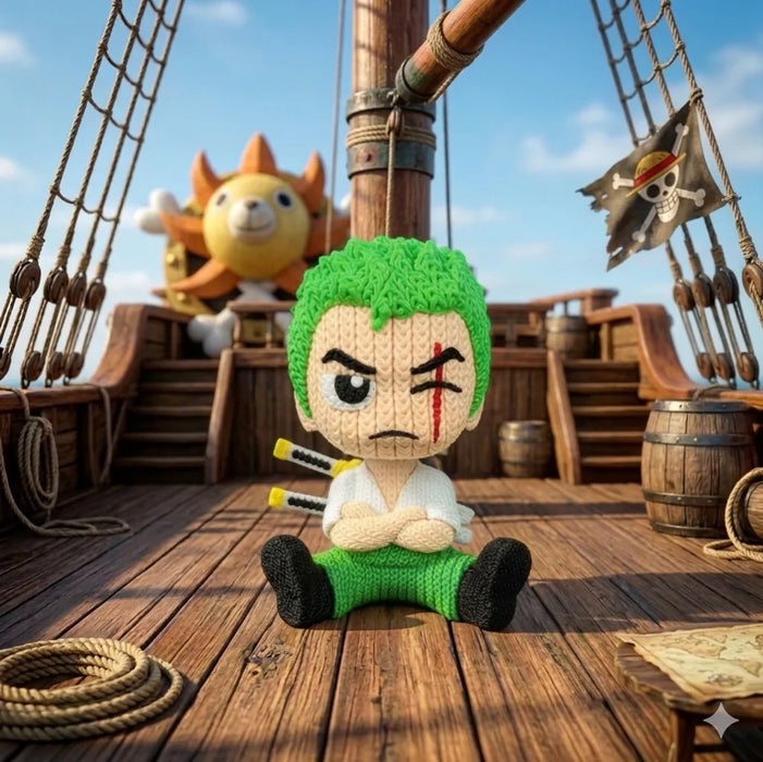Figura Roronoa Zoro efecto crochet - Onepiece impreso en 3D Chile - Figura decorativa personalizada impresa en 3D