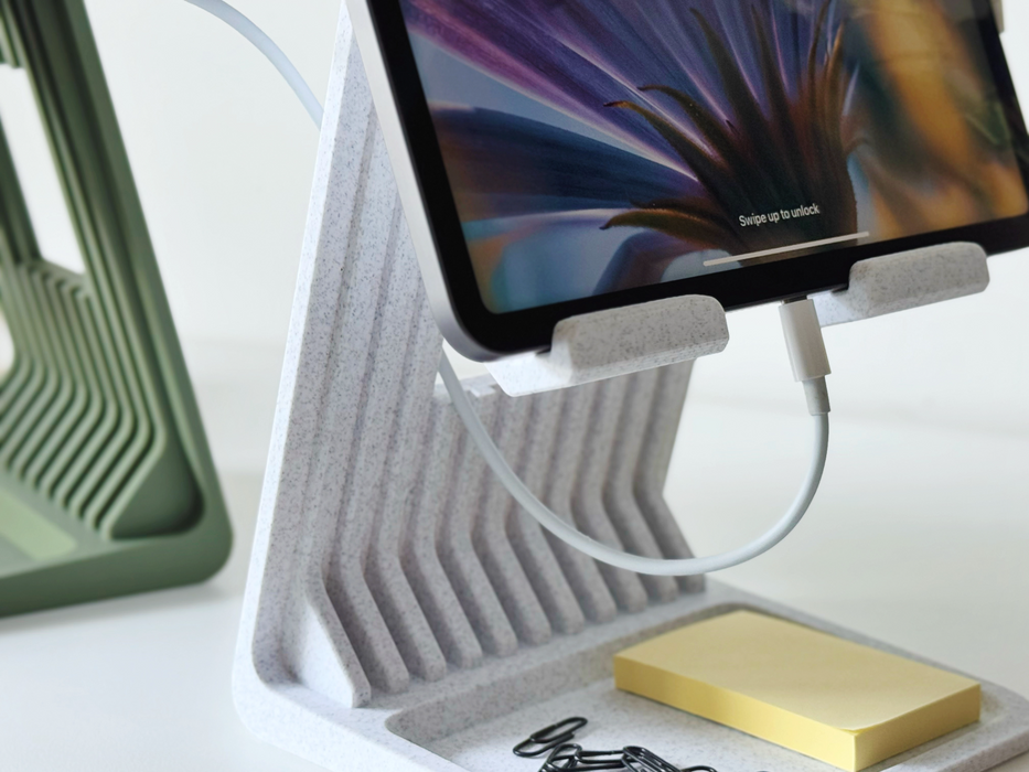 Soporte Elevador para Tablet / iPad – Base Ergonómica con Organizador