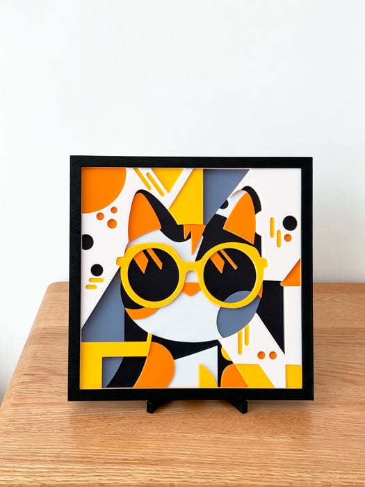 Escultura Gato Geométrico Abstracto – Decoración Moderna Minimalista