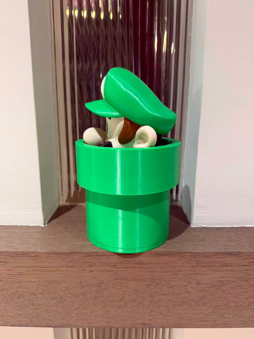 Luigi saliendo de tubería – Contenedor impreso en 3D