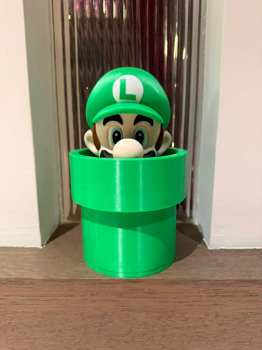 Luigi saliendo de tubería – Contenedor impreso en 3D