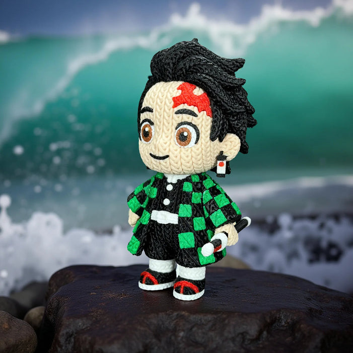 Figura Tanjiro efecto Crochet - Demon Slayer impreso en 3D Chile - Figura decorativa personalizada impresa en 3D